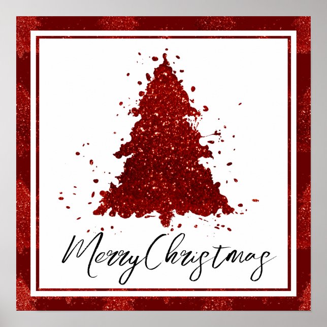 Affiche Joyeux Noël classique | Riche Festif Crimson Rouge (Devant)