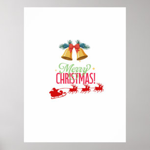 Affiche Joyeux Noël – Cloches et dessin de traîneau du Pèr