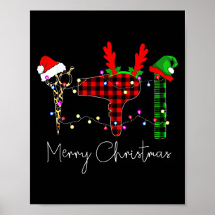 Affiche Joyeux Noël Coiffeur Drôle Outil Coiffeuse