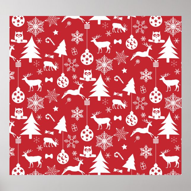 Affiche Joyeux Noël : Collection Vintage rouge (Devant)