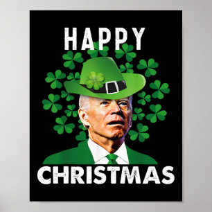 Affiche Joyeux Noël Confus Drôle Joe Biden St Patric