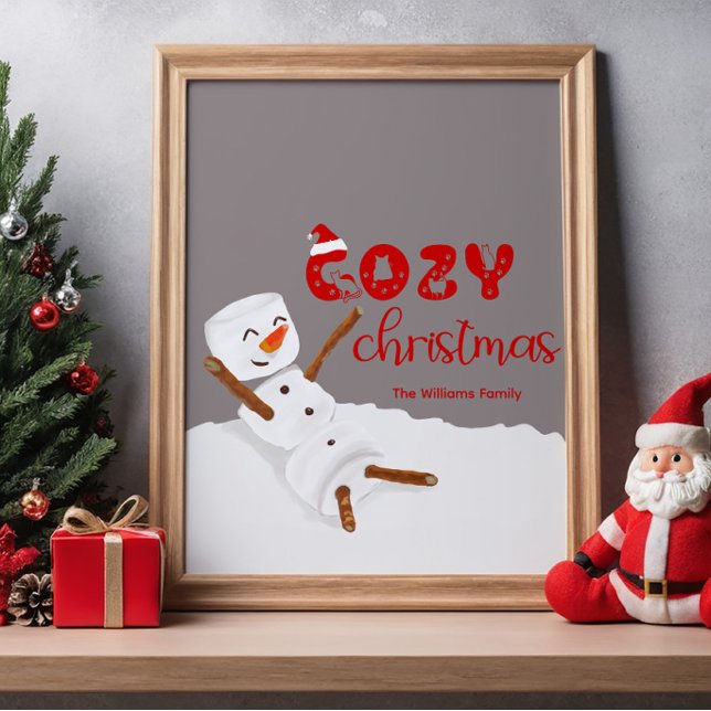 Affiche Joyeux Noël Coquet Bonhomme de Neige (Créateur téléchargé)