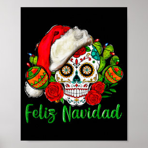 Affiche Joyeux Noël Crâne de Sucre Mexicain Noël 