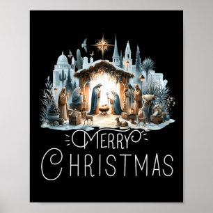 Affiche Joyeux Noël Crèche Étoile du Nord Par Jésus