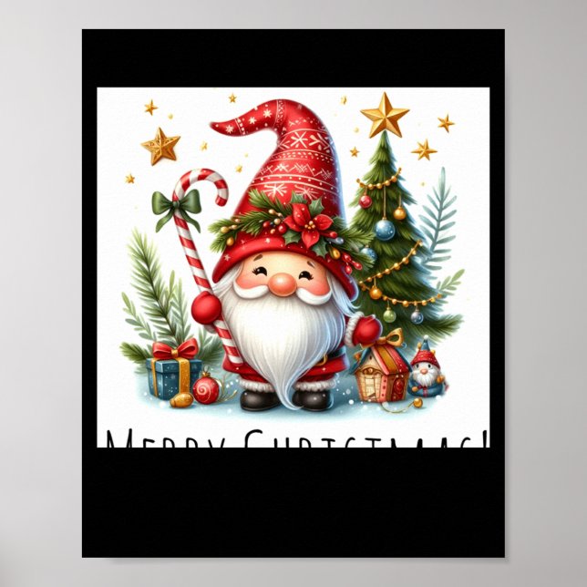Affiche Joyeux Noël Cute Gnome de Noël et plus  (Devant)