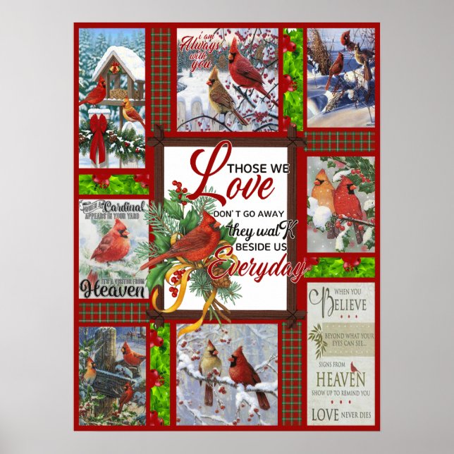 Affiche Joyeux Noël Cutest Cardinal Oiseaux Amateurs Noël (Devant)