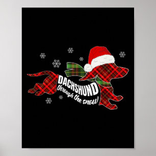 Affiche Joyeux Noël Dachshund Chien à Travers la Neige Pla