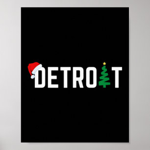 Affiche Joyeux Noël Detroit Joyuses Fêtes Michigan Sa