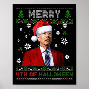 Affiche Joyeux Noël D'Halloween Fun Biden Vilain