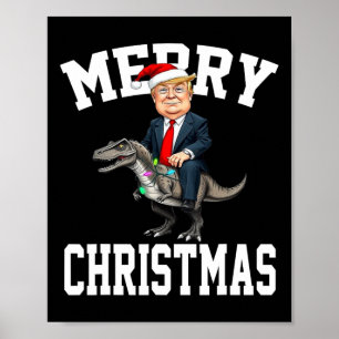 Affiche Joyeux Noël Dino Donald Trump Dinosaur T-rex X