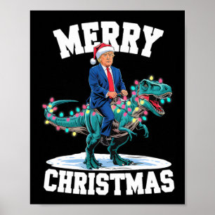 Affiche Joyeux Noël Dino Donald Trump Dinosaur T-rex X