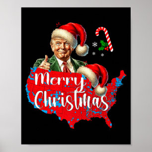 Affiche Joyeux Noël Donald Trump Carte de Couverture Rouge