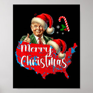 Affiche Joyeux Noël Donald Trump Carte de Couverture Rouge