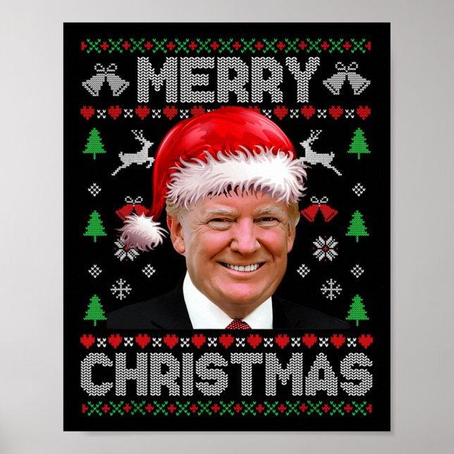 Affiche Joyeux Noël Donald Trump Père Noël Famille Noël Ug (Devant)