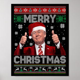 Affiche Joyeux Noël Donald Trump Père Noël Famille Xmas Ug
