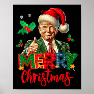 Affiche Joyeux Noël drôle d'élection gagnant Trump 2024 T