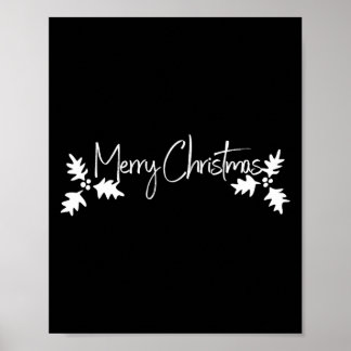 Affiche Joyeux Noël écriture manuscrite avec holly