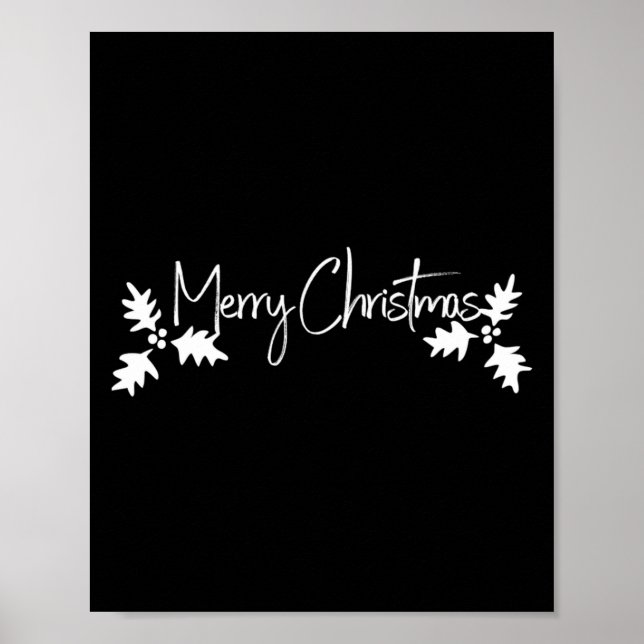 Affiche Joyeux Noël écriture manuscrite avec holly (Devant)