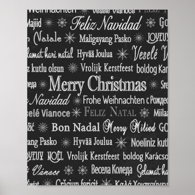 Affiche Joyeux Noël en différentes langues (Devant)