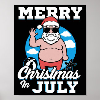 Affiche Joyeux Noël en Juillet Drôle de Père Noël