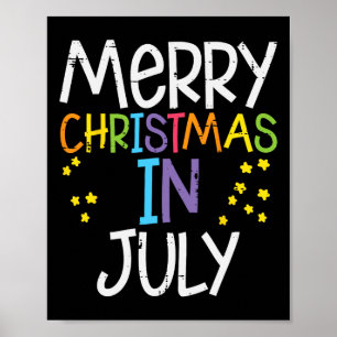 Affiche Joyeux Noël En Juillet Étoiles Été Noël Hommes Fem