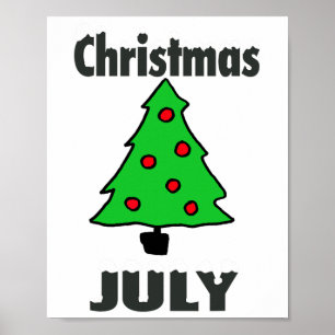 Affiche Joyeux Noël en juillet Party Drôle d'été Xmas Tr