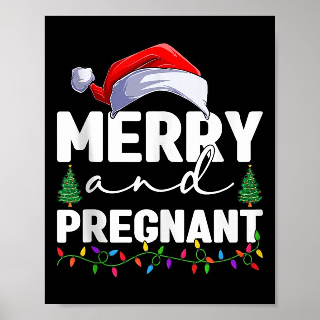 Affiche Joyeux Noël enceinte Annonce de grossesse (Devant)