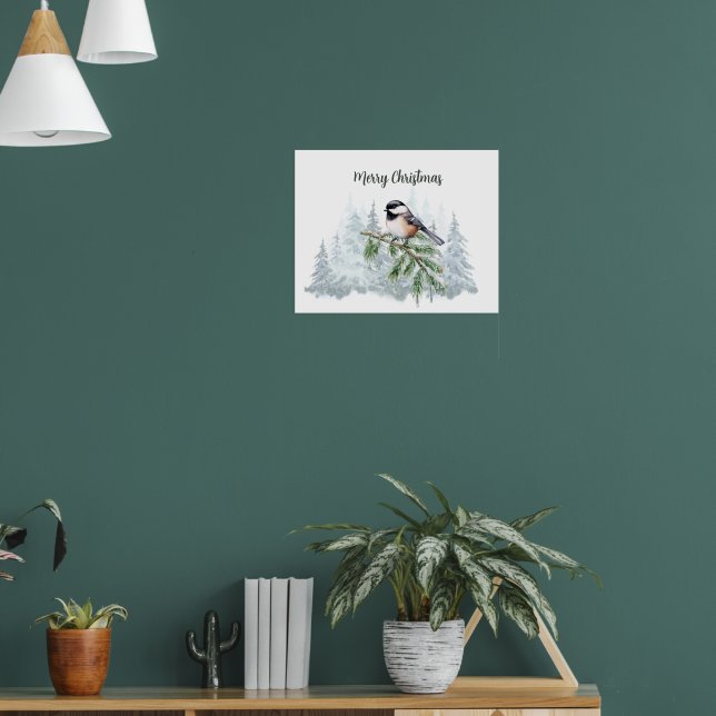 Affiche Joyeux Noël Épicéa d'hiver Mésange  (Salon 1)