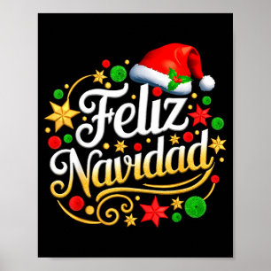 Affiche Joyeux Noël espagnol mexicain Christmas Xmas vacan