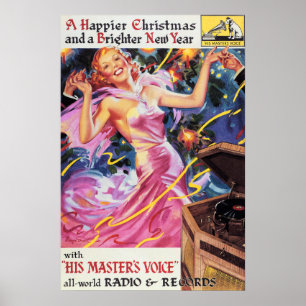 Affiche Joyeux Noël et Nouvel An Victor RCA Old Advert