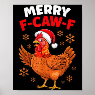 Affiche Joyeux Noël F-caw-f drôle de Santa poulet