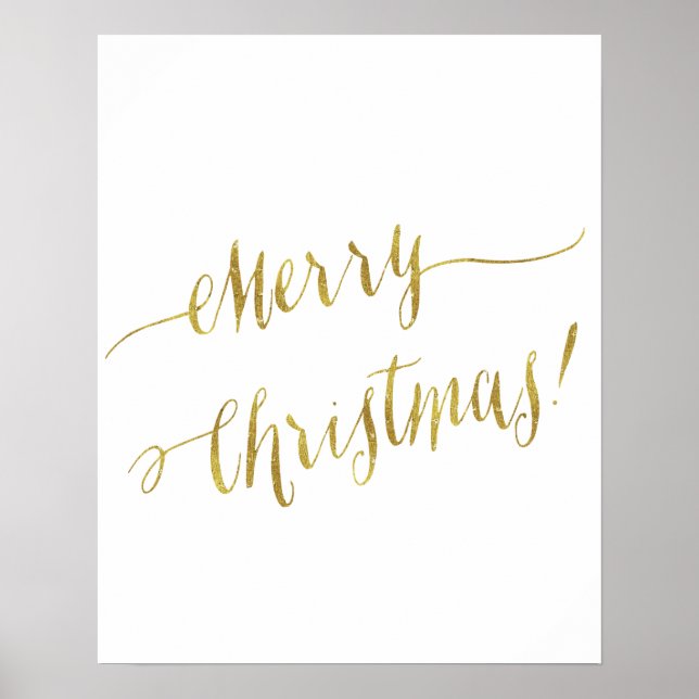 Affiche Joyeux Noël Faux Gold Foil Lettrage Script (Devant)