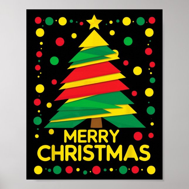 Affiche Joyeux Noël Festif Tree Holiday (Devant)