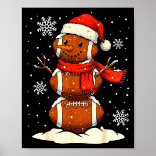Affiche Joyeux Noël Football Bonhomme de Neige Fêtes Srts