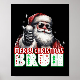Affiche Joyeux Noël Frère Pouce en l'air Détendu Père Noël