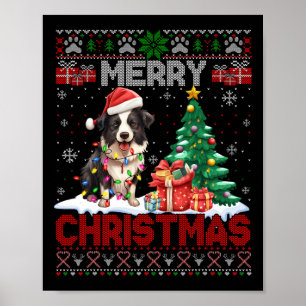 Affiche Joyeux Noël Frontière Collie Amoureux de les chien