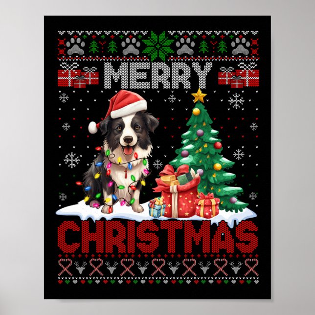 Affiche Joyeux Noël Frontière Collie Amoureux de les chien (Devant)