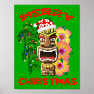 Affiche Joyeux Noël Funny Père Noël Tiki