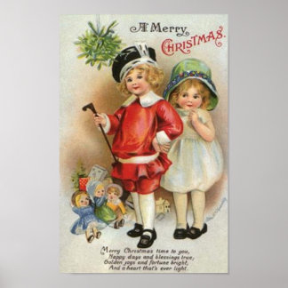 Affiche Joyeux Noël garçon et carte fille