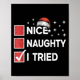 Affiche Joyeux Noël Gentil Vilain J'ai Essayé Liste de Noë