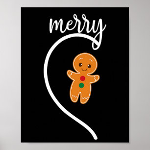 Affiche Joyeux Noël Gingerbread Couple Christmas Pajam