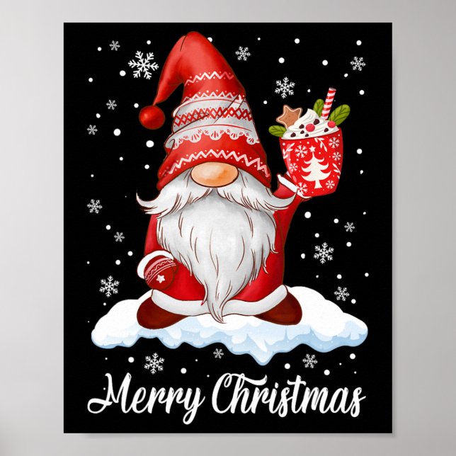 Affiche Joyeux Noël Gnome Café Famille Correspondance (Devant)