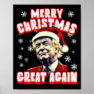 Affiche Joyeux Noël grand à nouveau Noël Trump Père Noël T