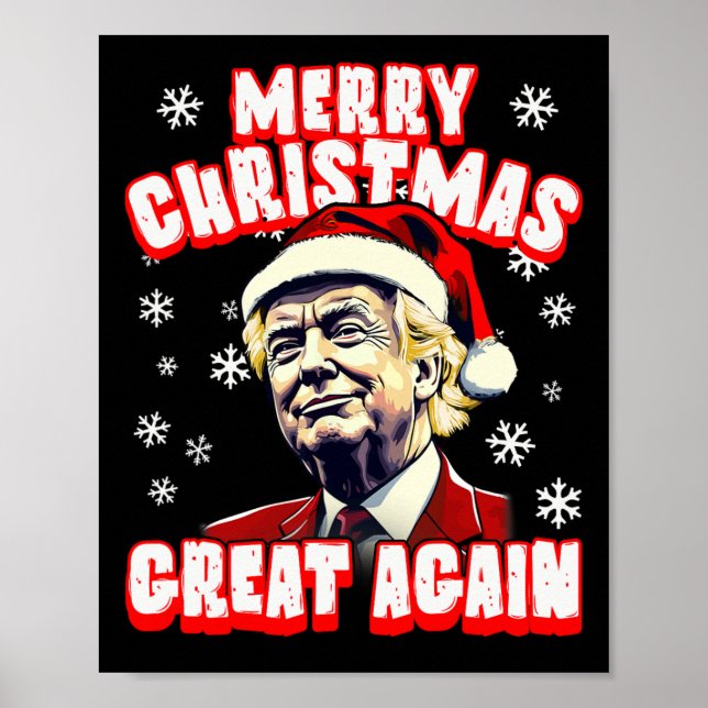 Affiche Joyeux Noël grand à nouveau Noël Trump Père Noël T (Devant)