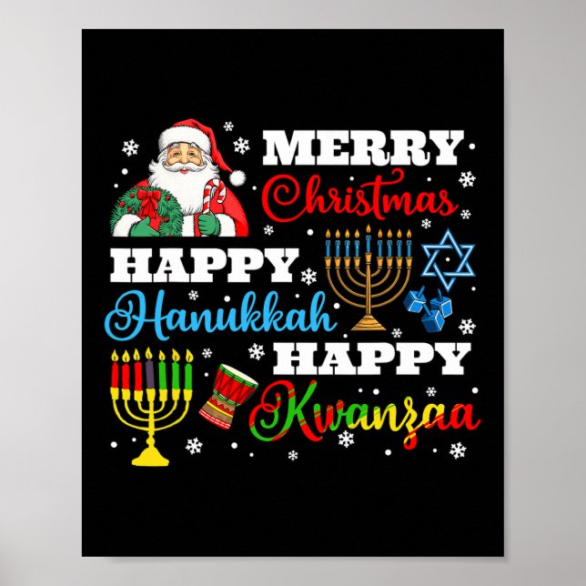 Affiche Joyeux Noël Hanoukka Kwanzaa Juif Afro Holid (Devant)