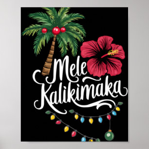 Affiche Joyeux Noël Hawaï Santa Hawaïen Joyeux Noël