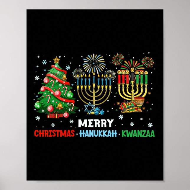 Affiche Joyeux Noël Heureux Hanoukka Et Heureux Kwanzaa 1 (Devant)