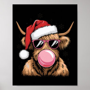Affiche Joyeux Noël Highland Cow Design Xmas Cow Lover