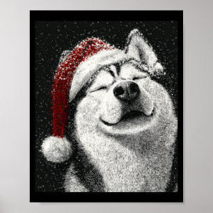 Affiche Joyeux Noël Husky Sibérien Manches Longues