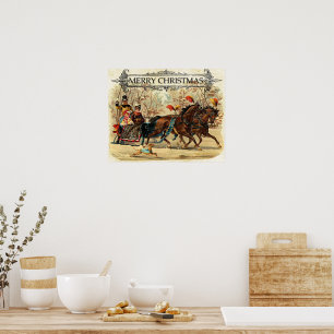 Affiche Joyeux Noël, illustration vintage,